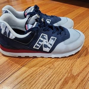 New Balance 574 Sneakers Men's Size 10 Natural Indigo Camo Blue Grey Red Lace U
